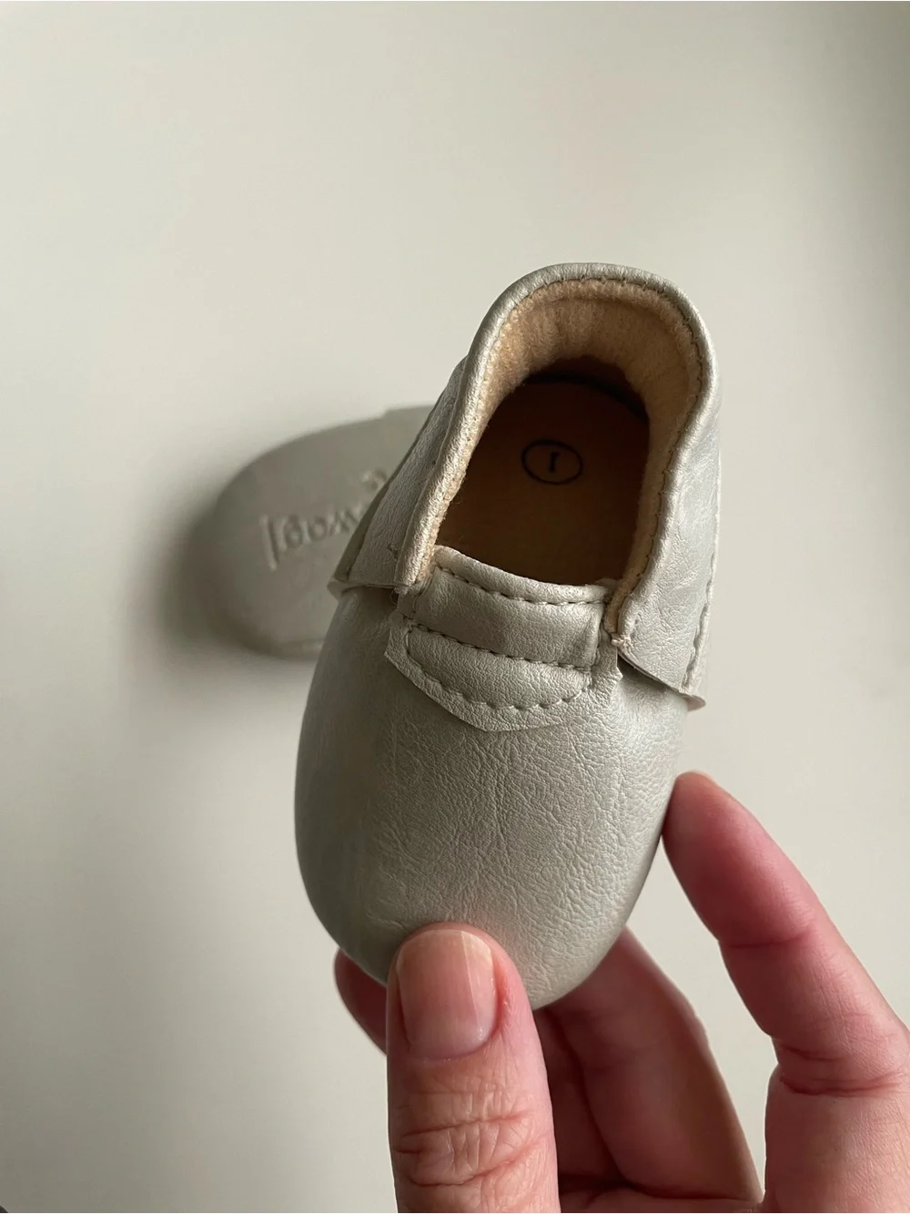 Sweet n Swag Leather Neutral Gray Kids Moccasin Slip-On Shoes